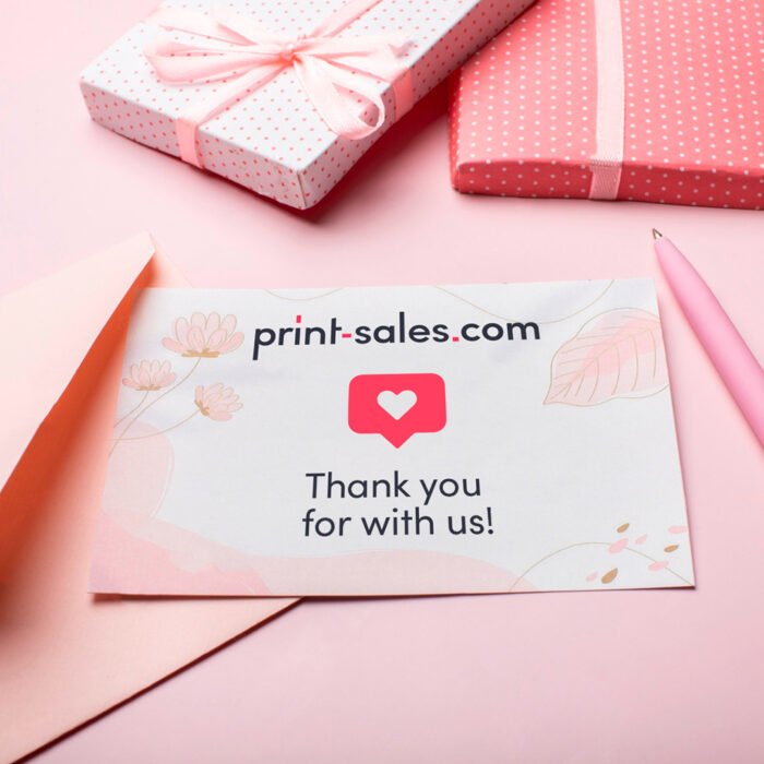 Custom gift cards with vibrant colors and a sleek design from Print-Sales.com, perfect for any occasion or business promotion.